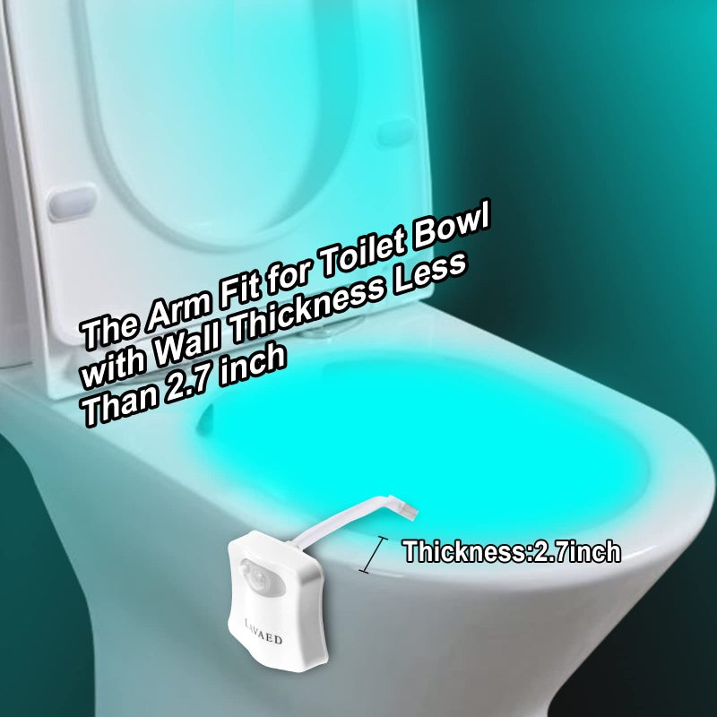 LAVAED Toilet Night Light, Toilet Bowl Light, Motion Sensor Activated LED Night Light, 8 Color Nightlight up for Bathroom Decor, Kids Bathroom Set Cool Stuff (2 Pack) - Image 4
